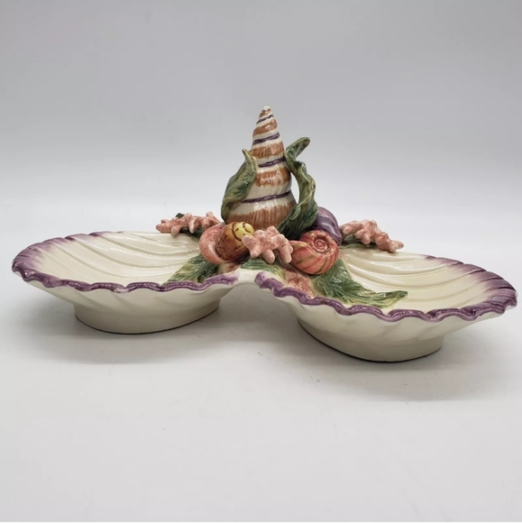 Vintage Fitz and Floyd Classics Oceana Double Dish Seashells - Picture 2 of 7